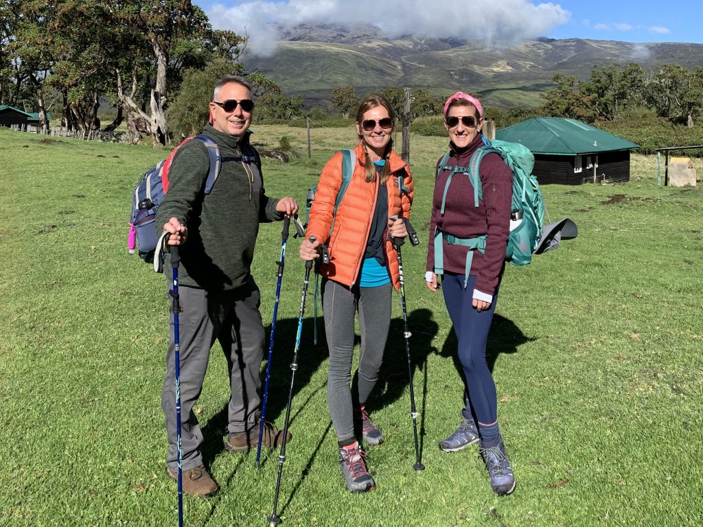 Mount Kenya hikers starting Day 2 trek from Chogoria Route near Anabas Camp.