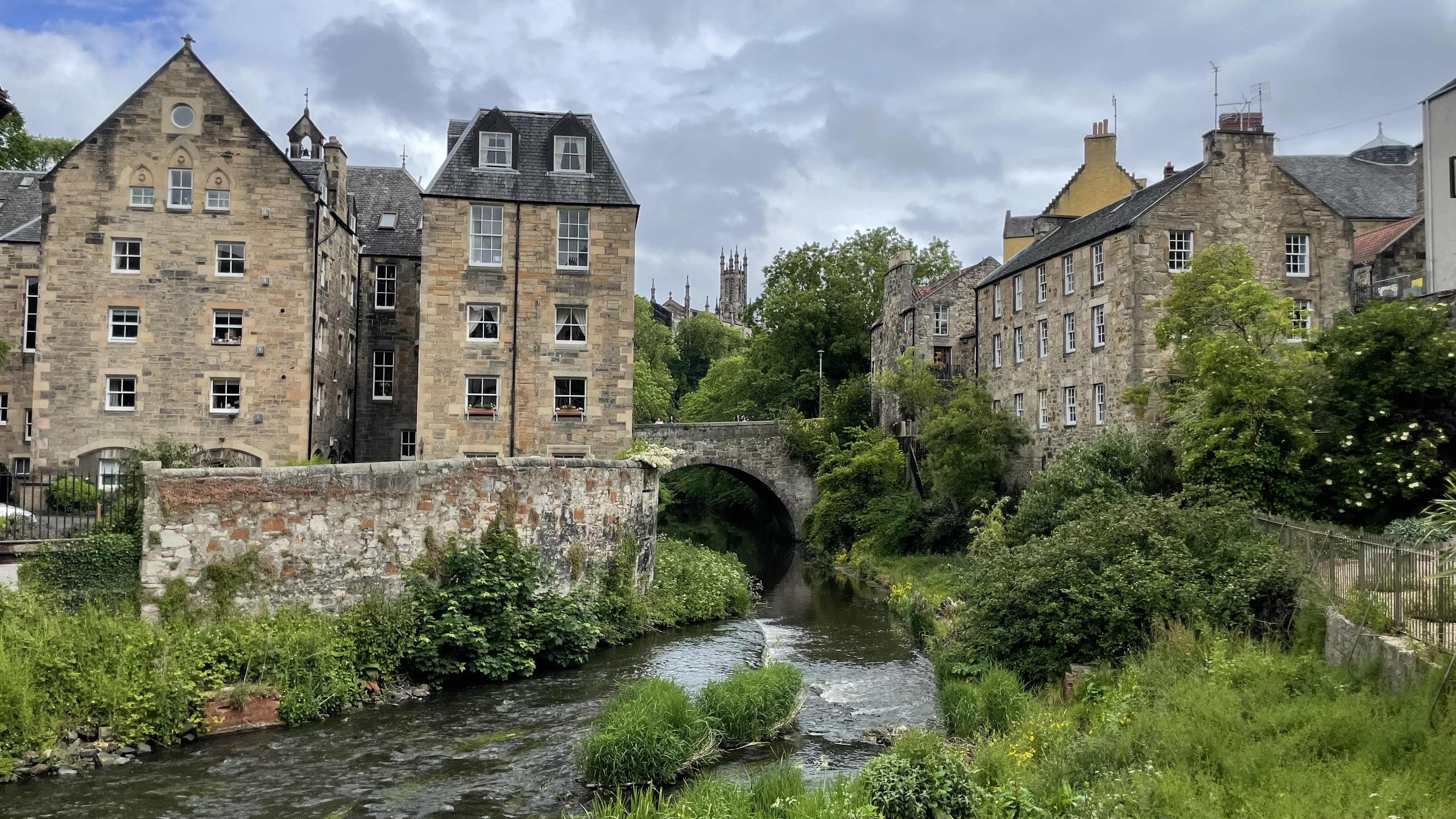 Dean Village on the Water of Leith in Edinburgh, a peaceful stop included in 4 days in Edinburgh itinerary.