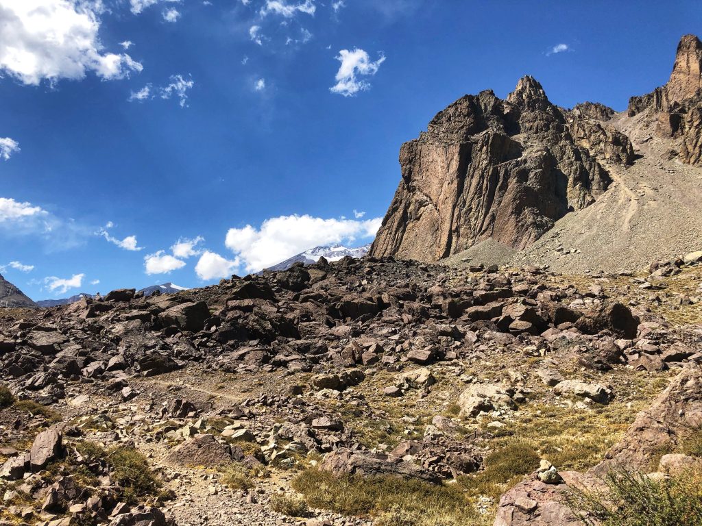 Towering rock formations in the Andes near Santiago, Chile – hiking landscapes 4 days in Santiago.