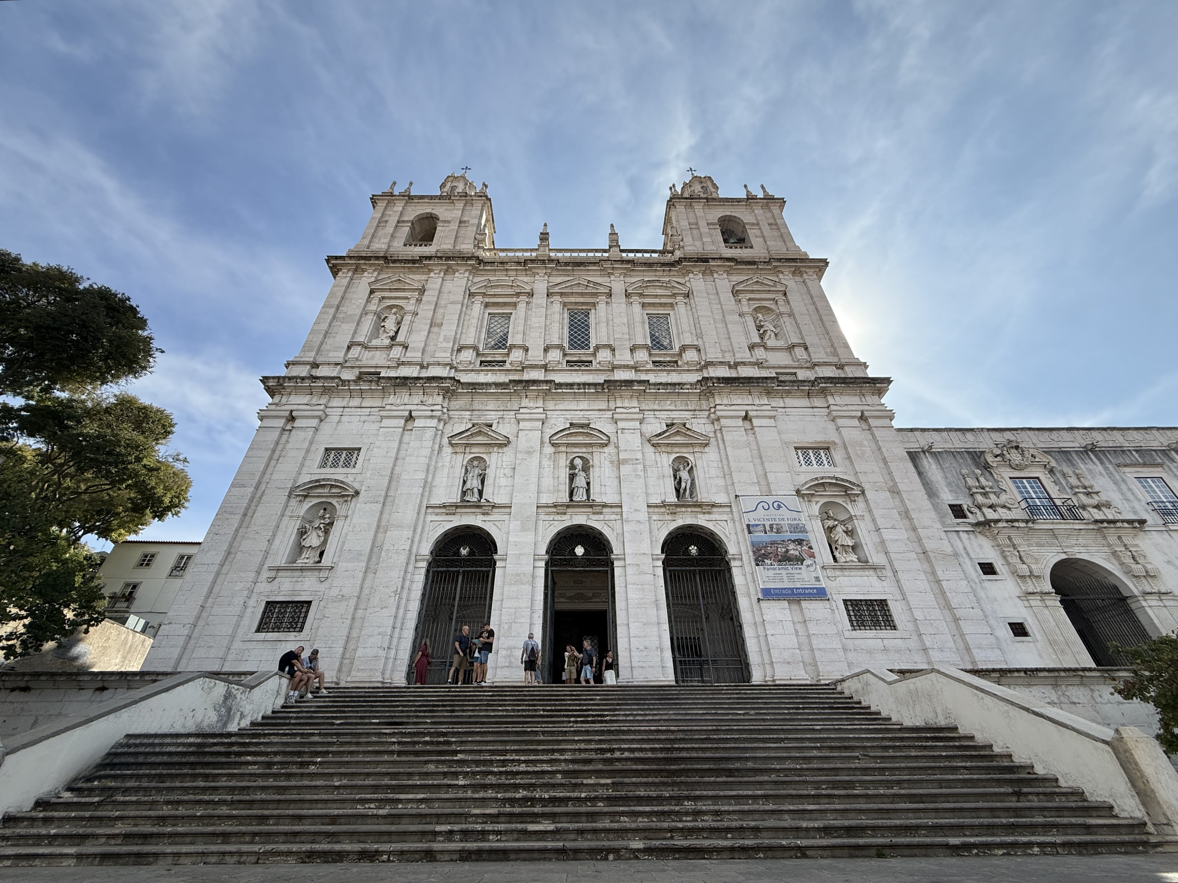 Wide staircase leading to the facade of the Monastery of São Vicente de Fora in Lisbon.
