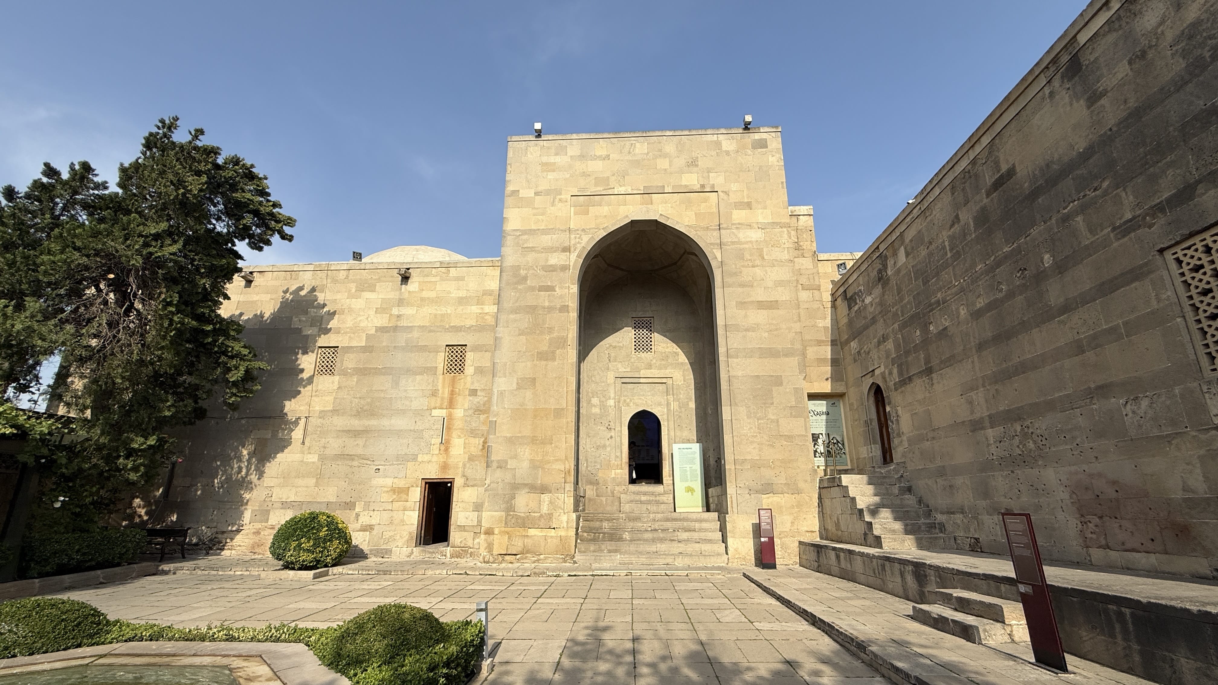 Stone entrance of the Palace of the Shirvanshahs in Baku’s Old City, Azerbaijan — 7 Days in Azerbaijan historic site.
