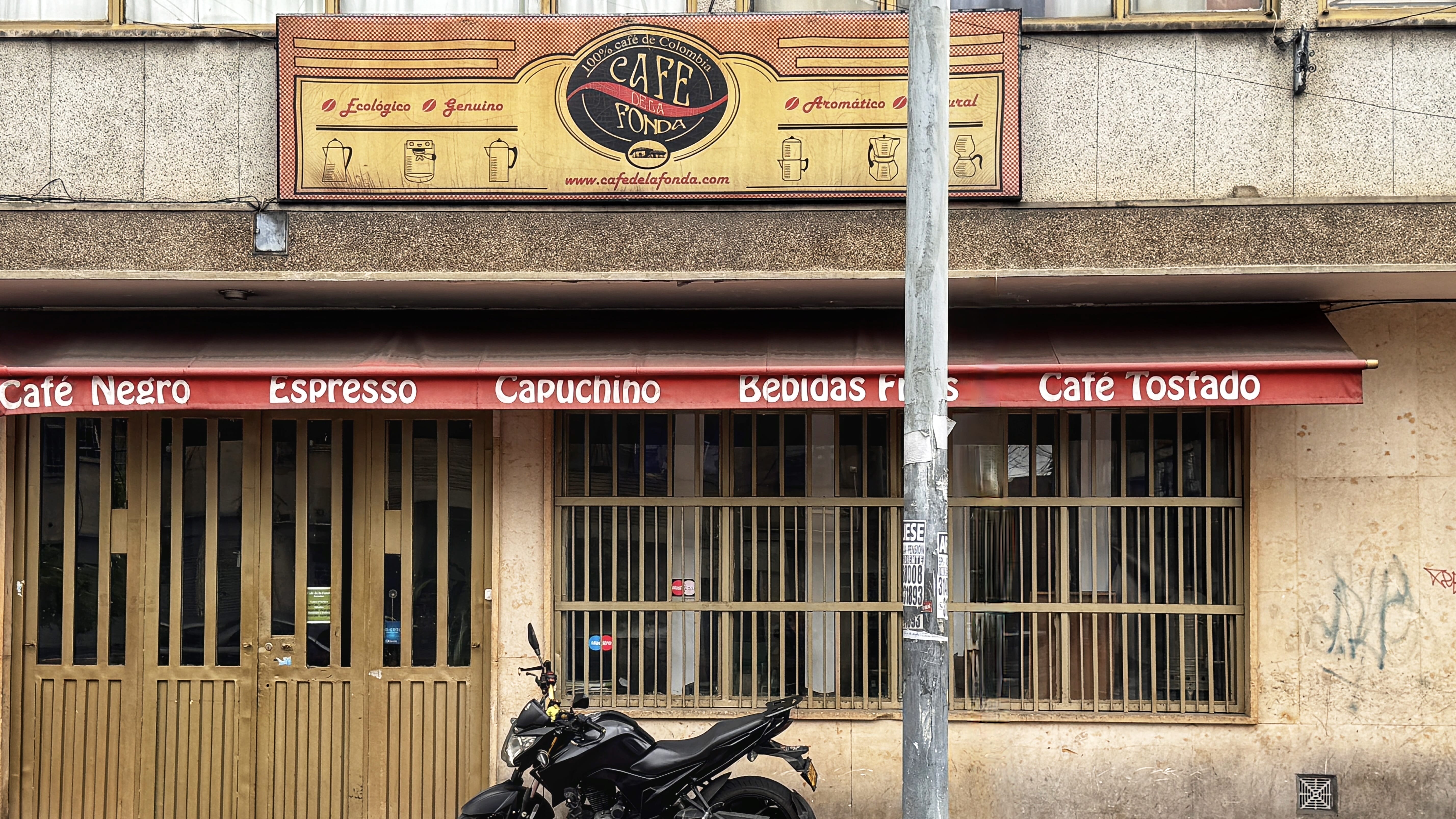 Café de la Fonda storefront in Bogotá, visited during 2 days in Bogotá