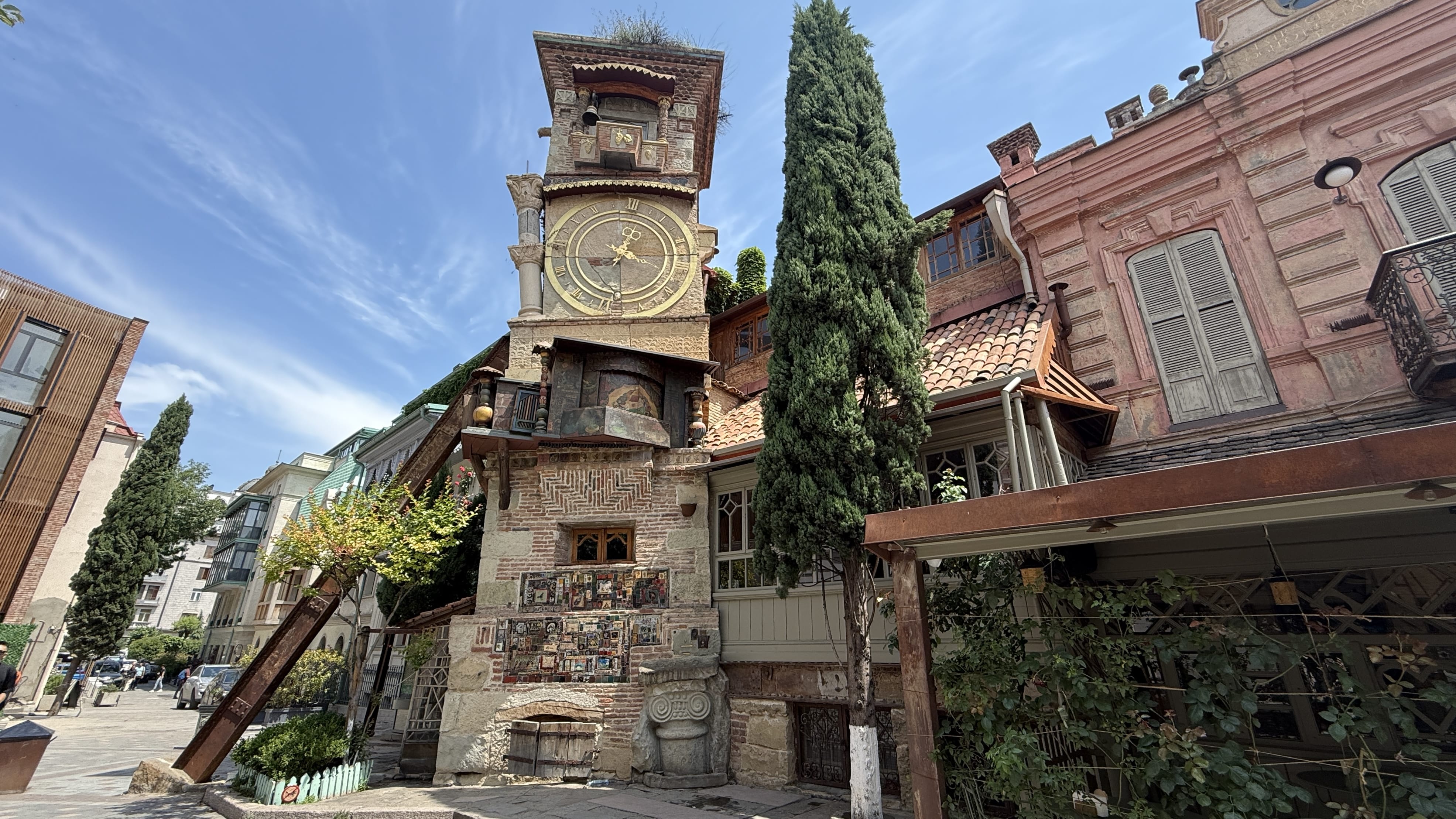 Leaning clock tower of the Gabriadze Puppet Theatre in Tbilisi, Georgia