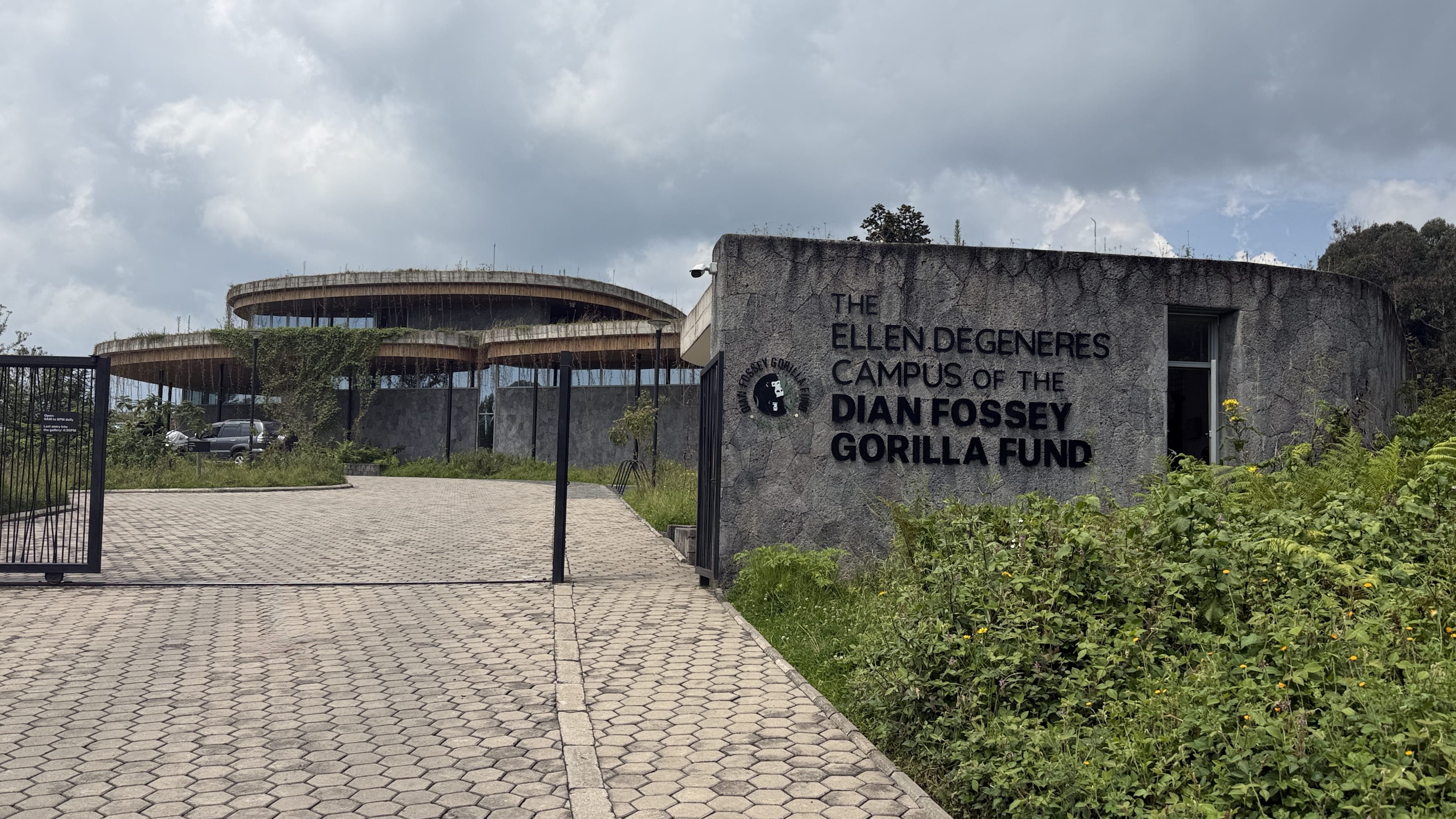Entrance to Ellen DeGeneres Campus of the Dian Fossey Gorilla Fund in Musanze Rwanda- during my two nights in Musanze