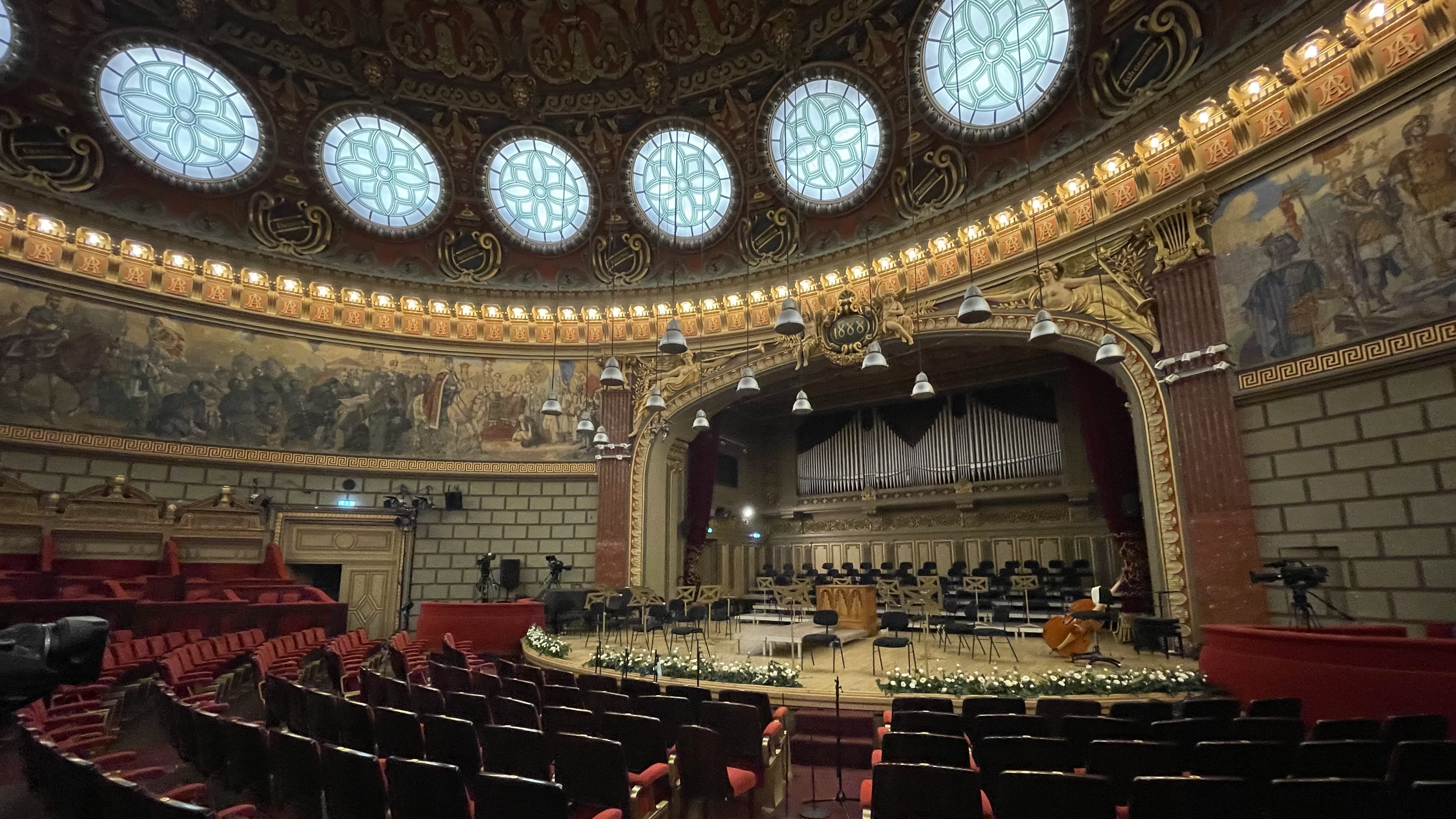 Interior of the Romanian Athenaeum concert hall in Bucharest, Romania