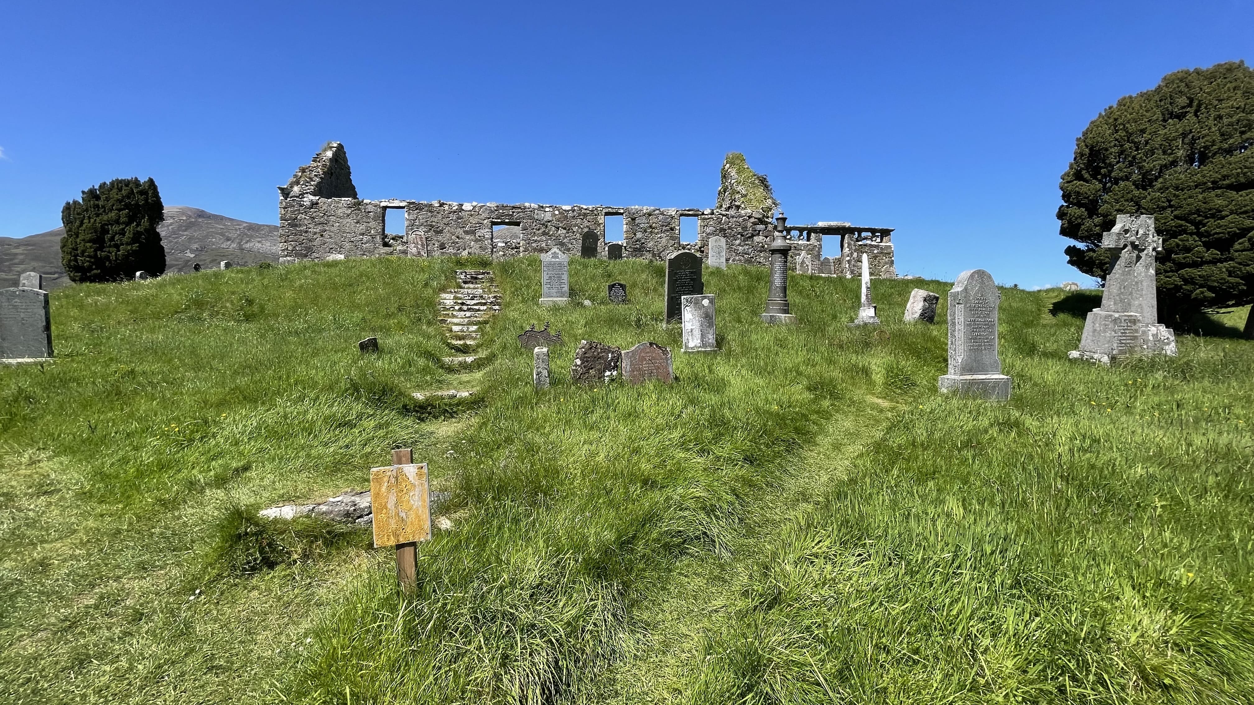 Cill Chriosd church ruins and graveyard on Isle of Skye Scotland Duirinish Peninsula