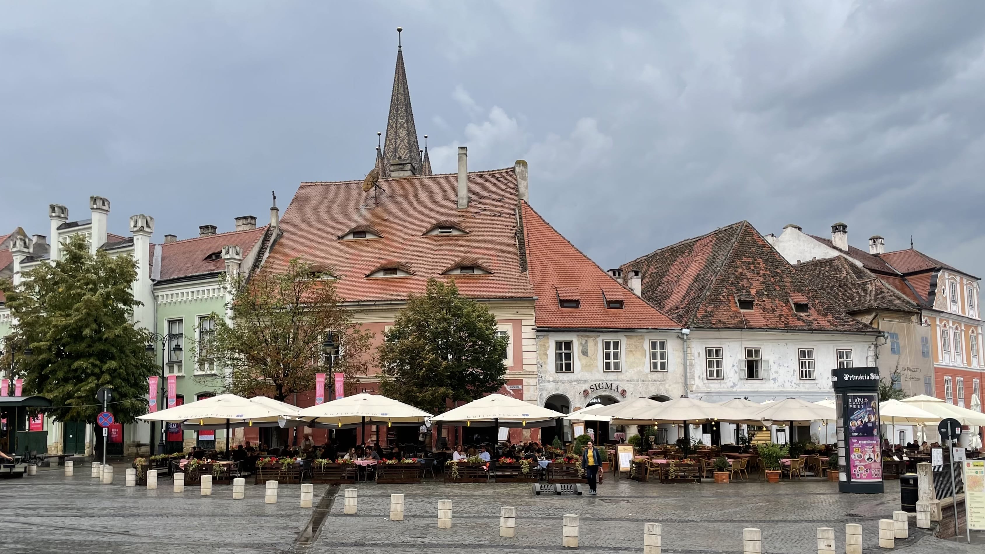 The famous rooftop "eyes" overlooking Piața Mare in Sibiu, Romania.