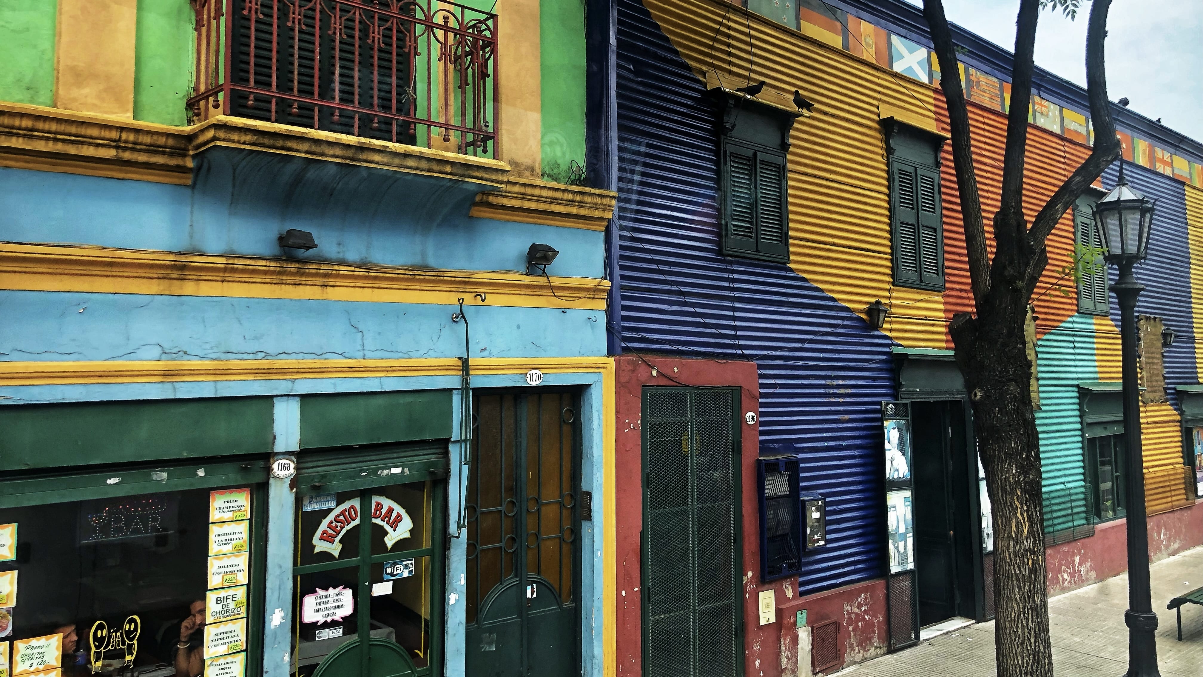 Brightly painted buildings along El Caminito in La Boca, Buenos Aires