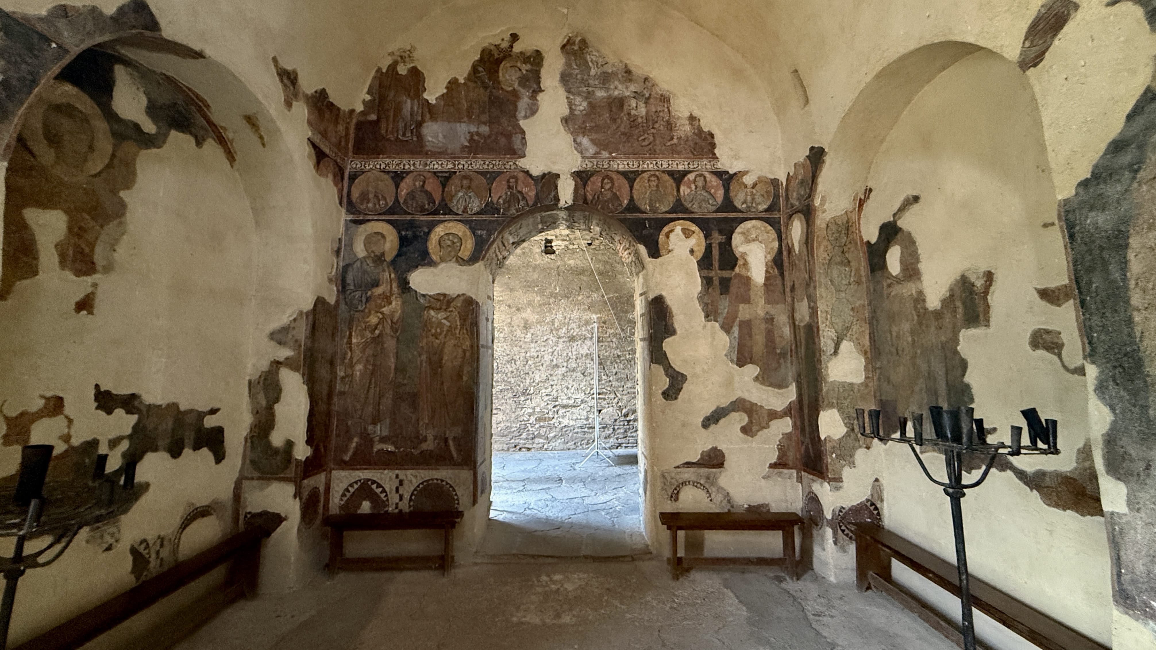 Medieval frescoes inside the Church of the Holy Mother of God at Asen’s Fortress, Bulgaria