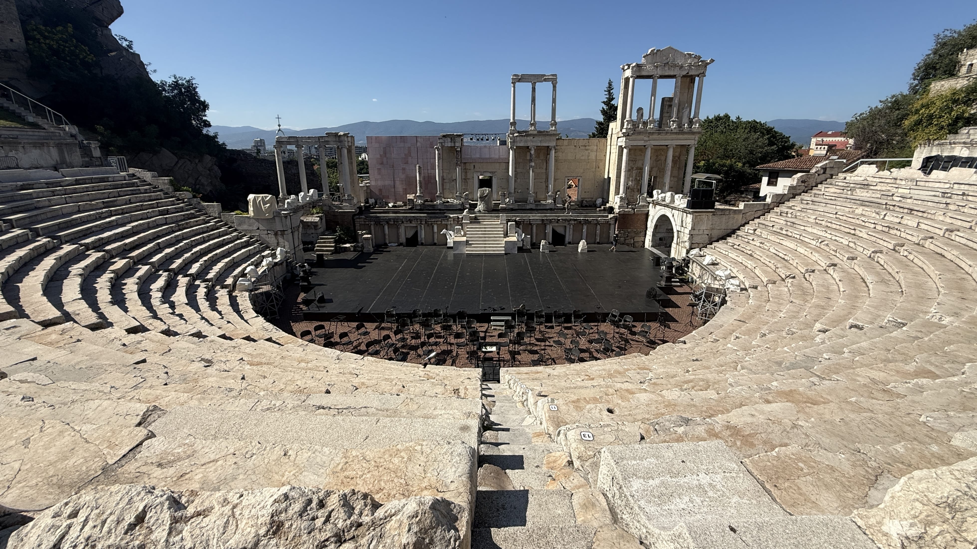 Ancient Roman Theatre of Philippopolis overlooking Plovdiv and the Rhodope Mountains