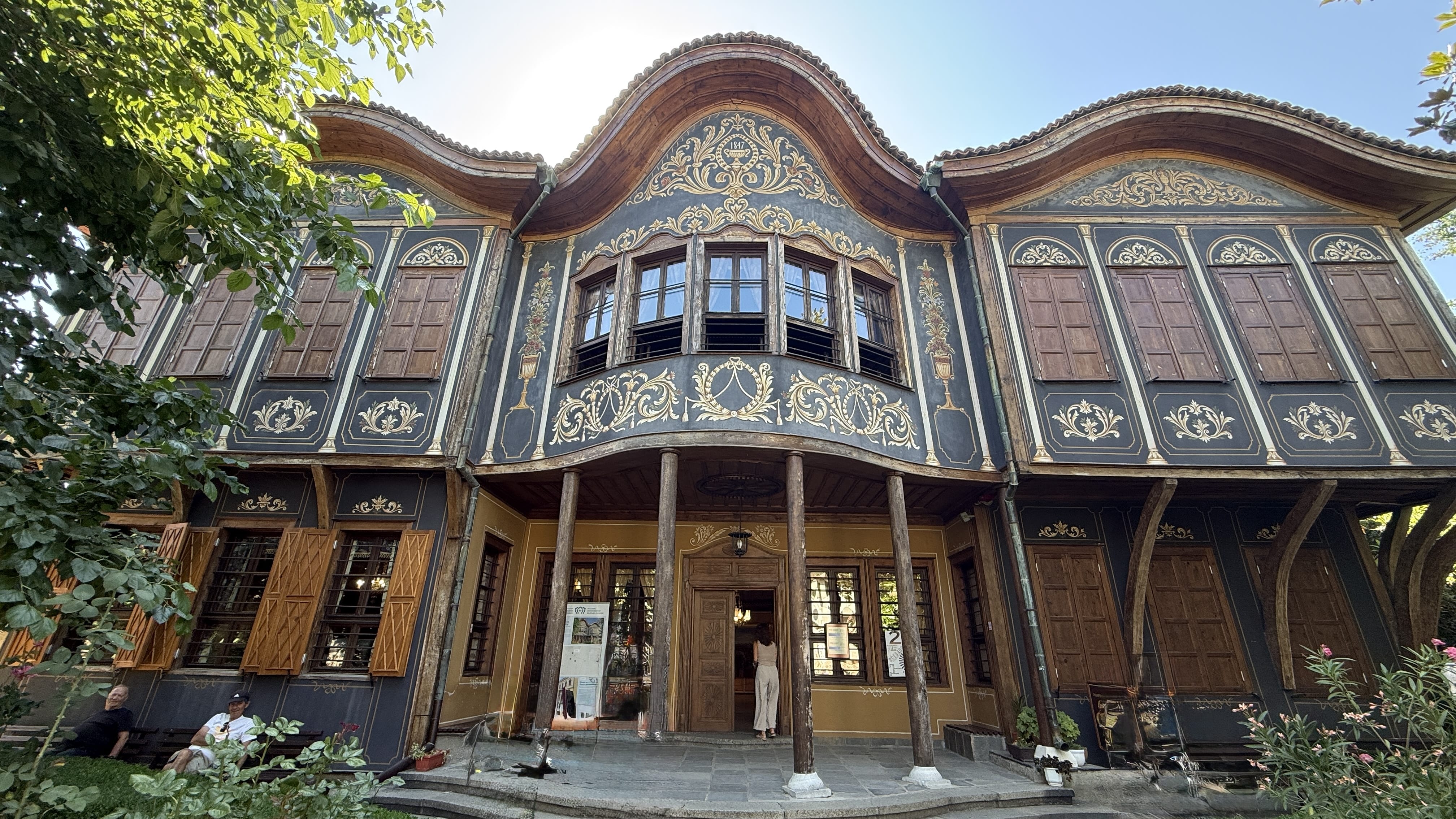 Ornately decorated façade of the Kuyumdzhioglu House, home of Plovdiv’s Regional Ethnographic Museum